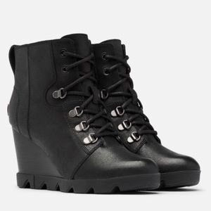 Sorel Joan Uptown wedge boots lace up black